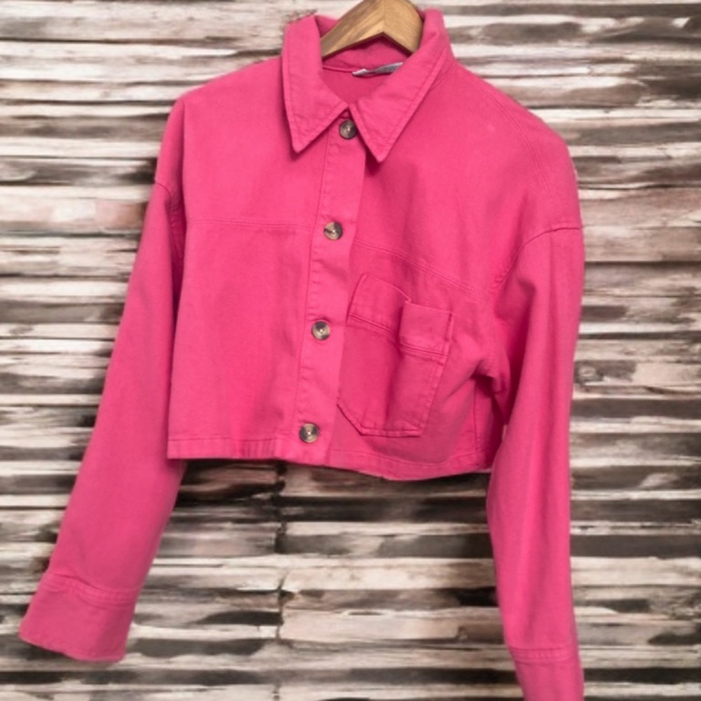 Zara Vibrant Pink Cropped Jacket